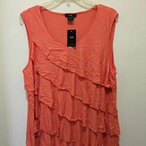 Leebe Sleeveless Ruffle Top - Coral - 2x - NEW